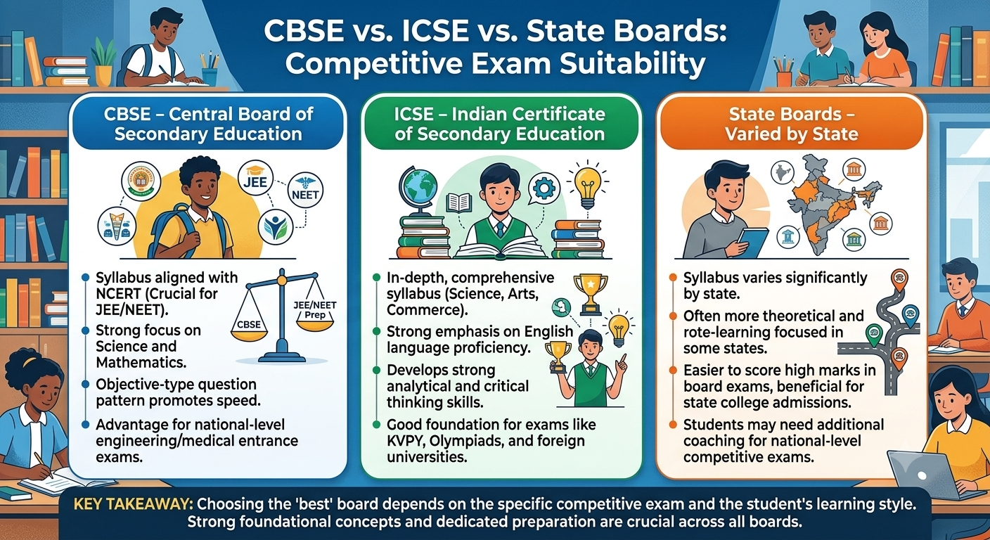 CBSE vs. ICSE vs. State Boards: Which Curriculum is Better for Competitive Exams?